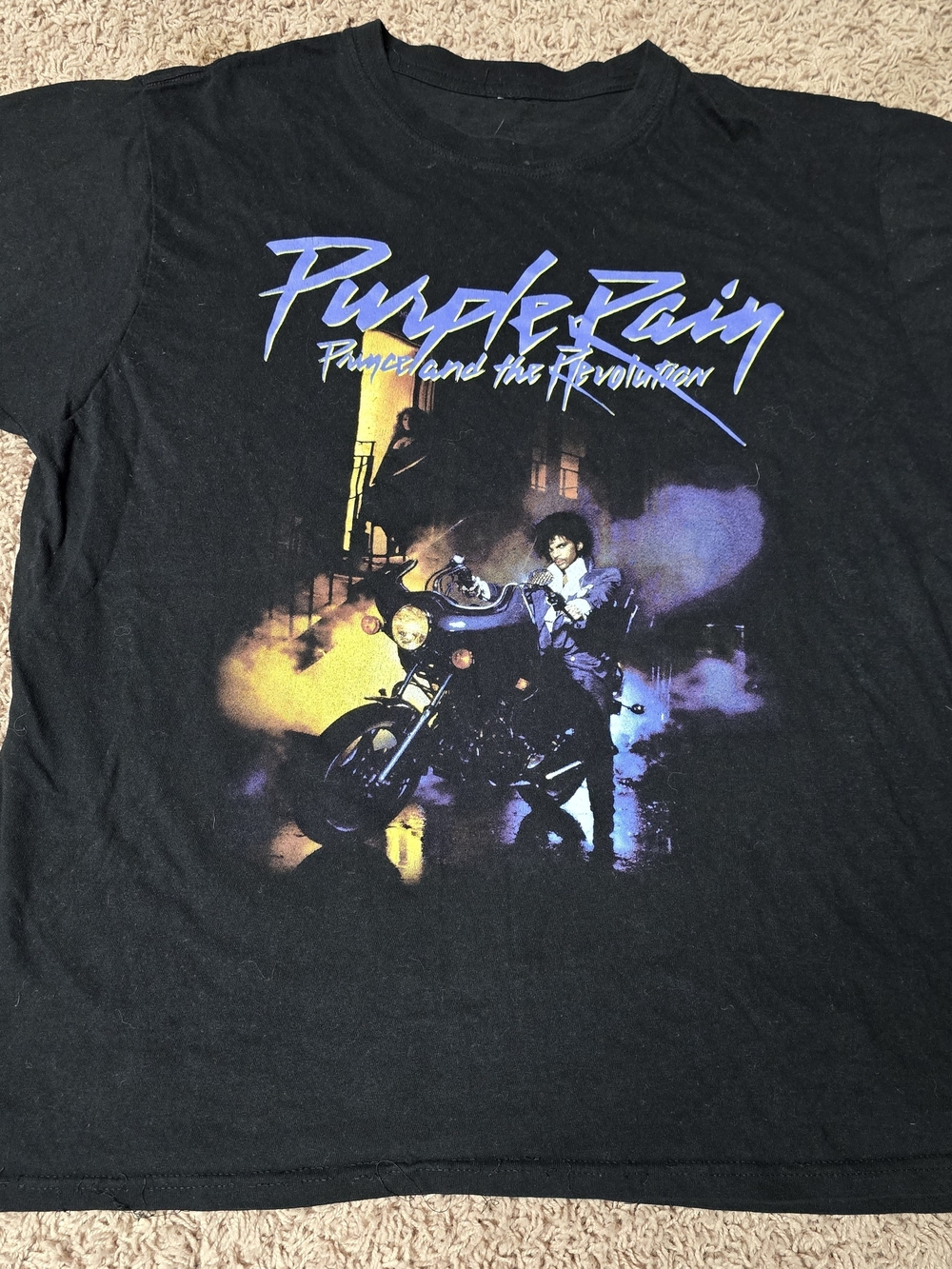 Purple Rain Tour Graphic Tee - Black with Purple & Yellow Print